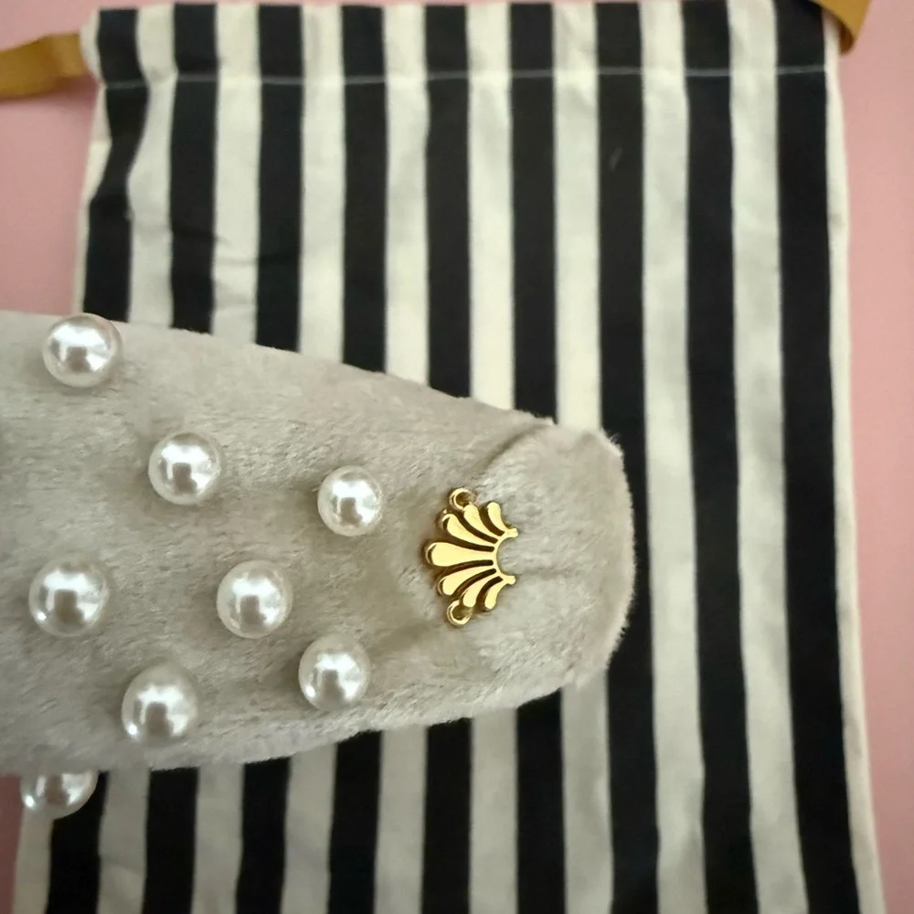 Lele Sadoughi ♡ Ivory Pearl Velvet Knotted Headband - Picture 3 of 4